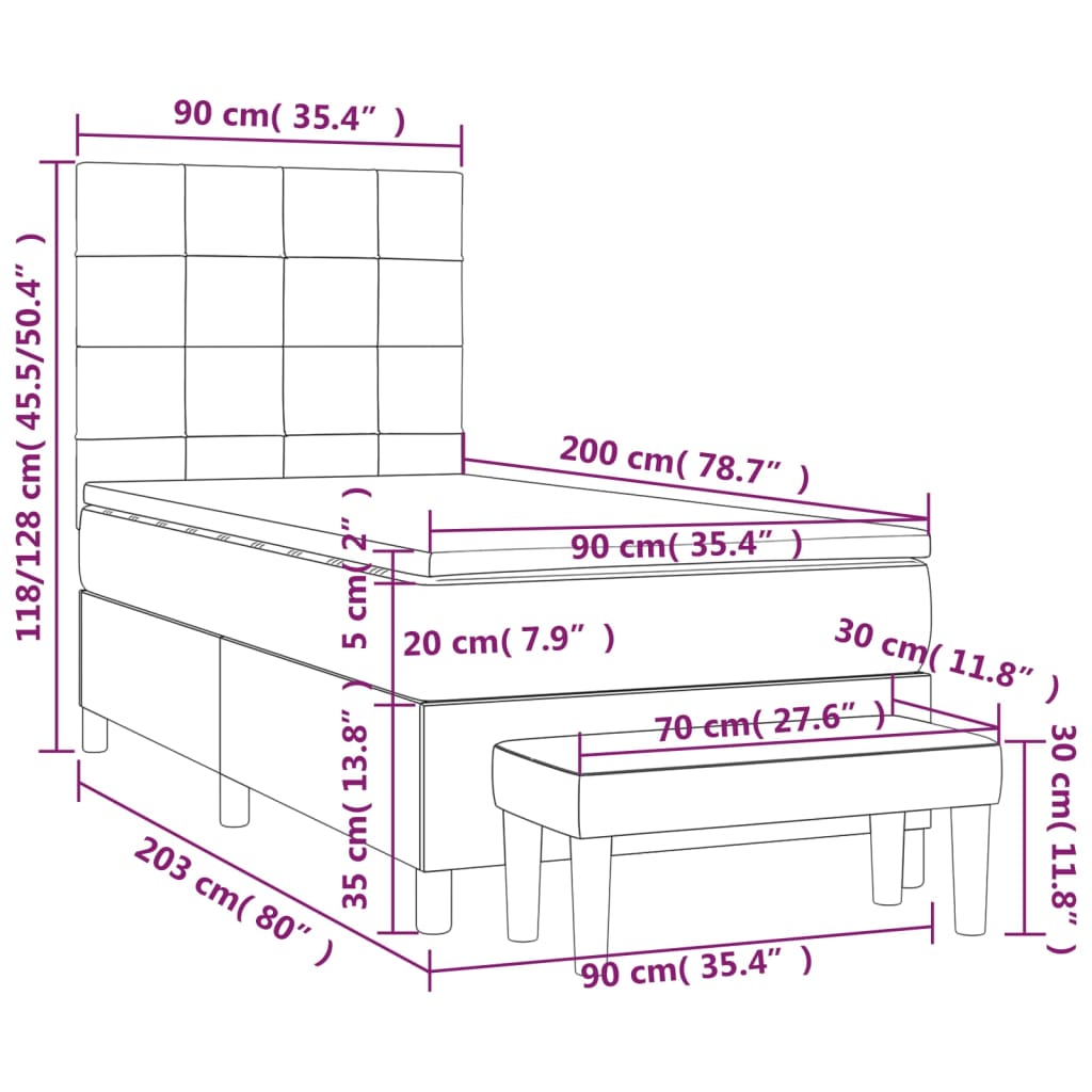 Boxspring met matras stof taupe 90x200 cm is nu te koop bij PeponiXL, paradijselijk wonen!