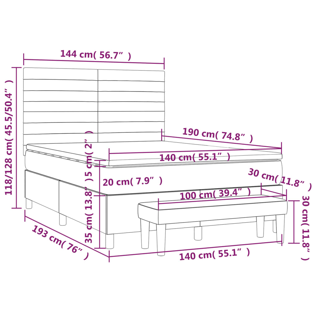 Boxspring met matras stof donkergrijs 140x190 cm is nu te koop bij PeponiXL, paradijselijk wonen!