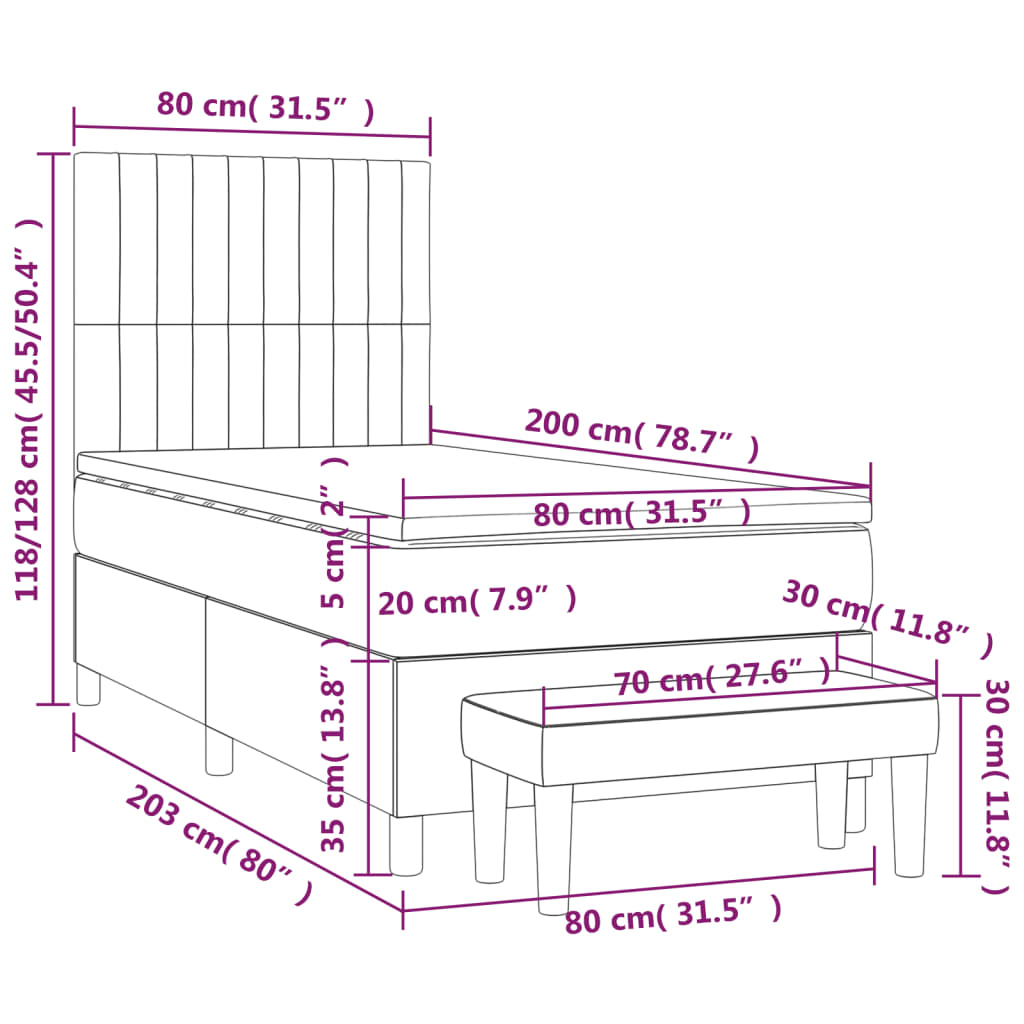 Boxspring met matras stof blauw 80x200 cm is nu te koop bij PeponiXL, paradijselijk wonen!