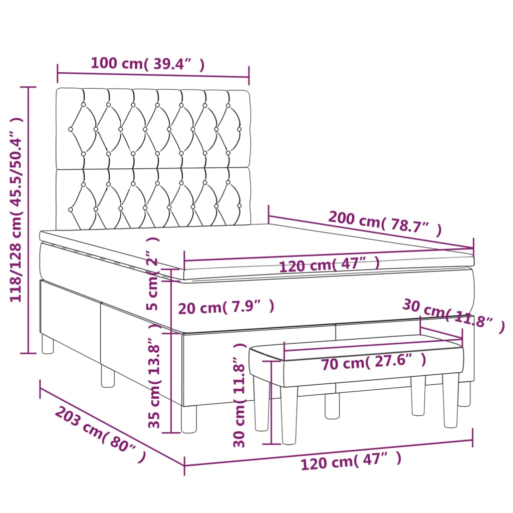 Boxspring met matras stof blauw 120x200 cm is nu te koop bij PeponiXL, paradijselijk wonen!