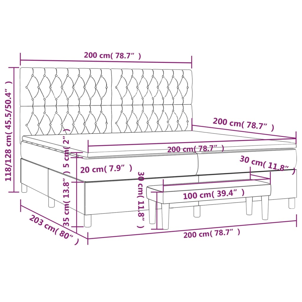 Boxspring met matras stof lichtgrijs 200x200 cm is nu te koop bij PeponiXL, paradijselijk wonen!