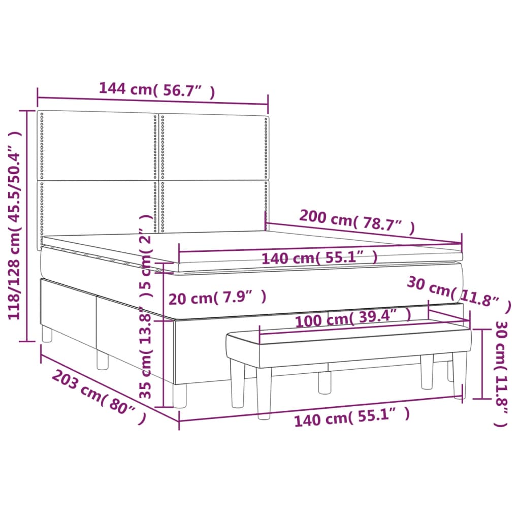 Boxspring met matras fluweel lichtgrijs 140x200 cm is nu te koop bij PeponiXL, paradijselijk wonen!