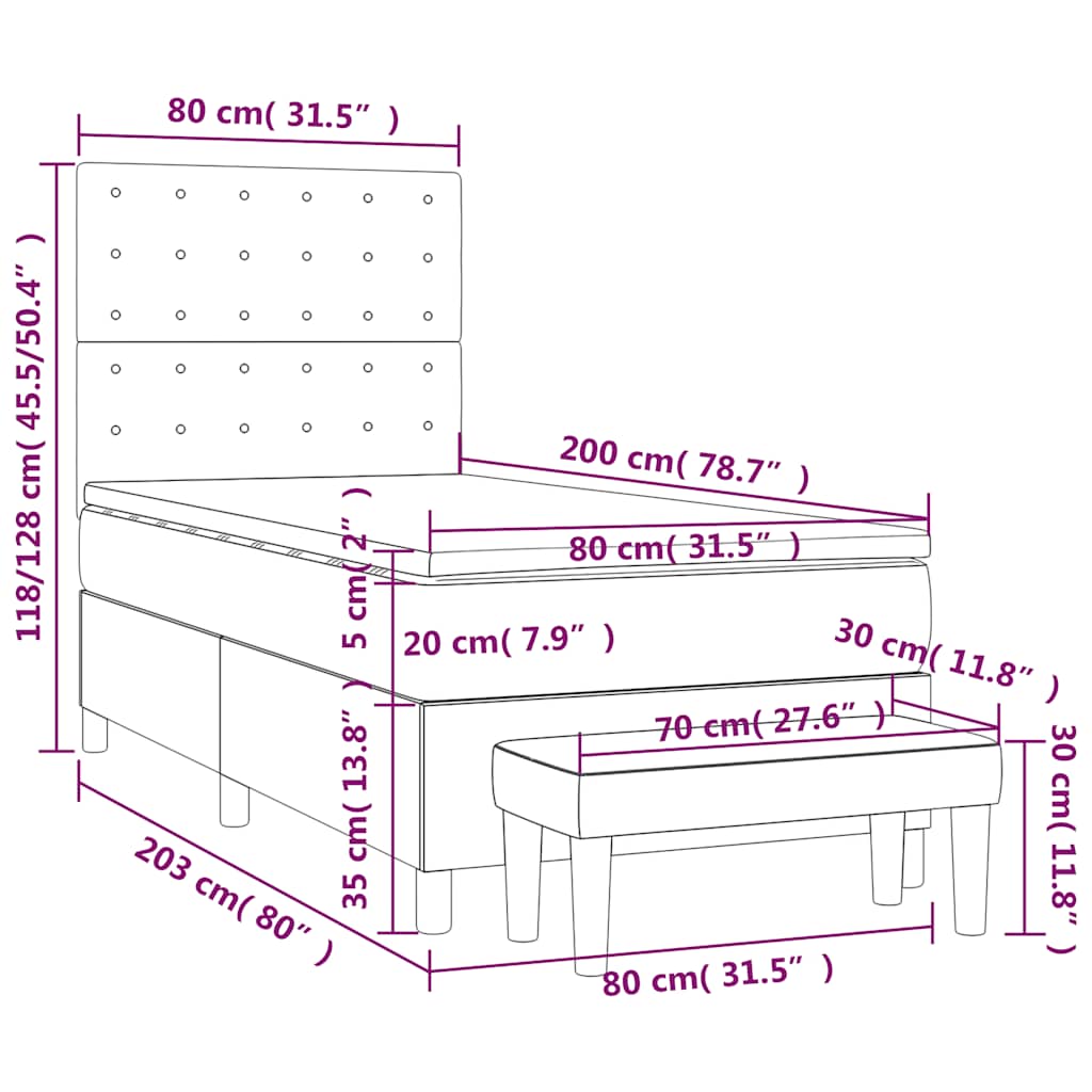 Boxspring met matras fluweel donkerblauw 80x200 cm is nu te koop bij PeponiXL, paradijselijk wonen!