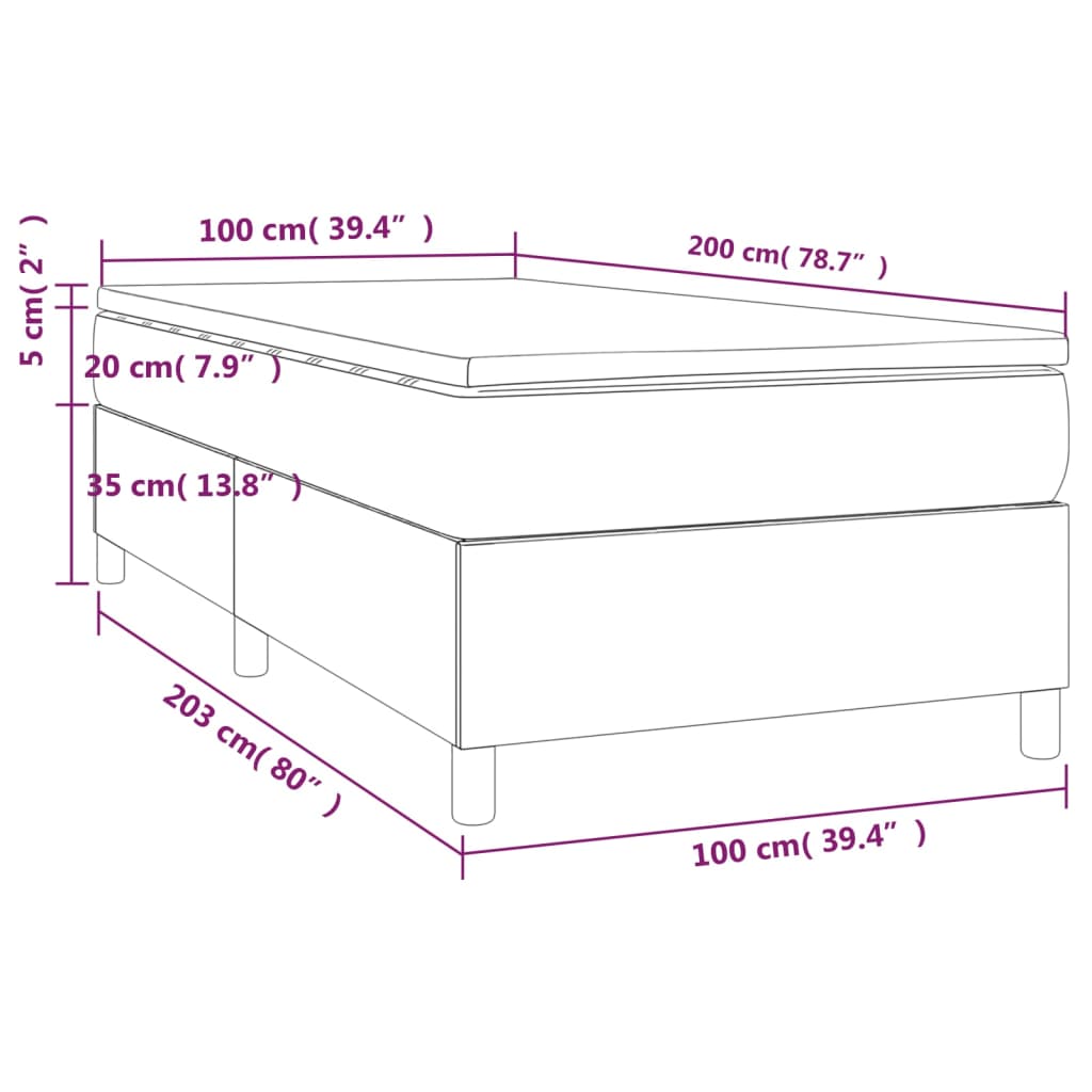 Boxspring met matras stof taupe 100x200 cm is nu te koop bij PeponiXL, paradijselijk wonen!