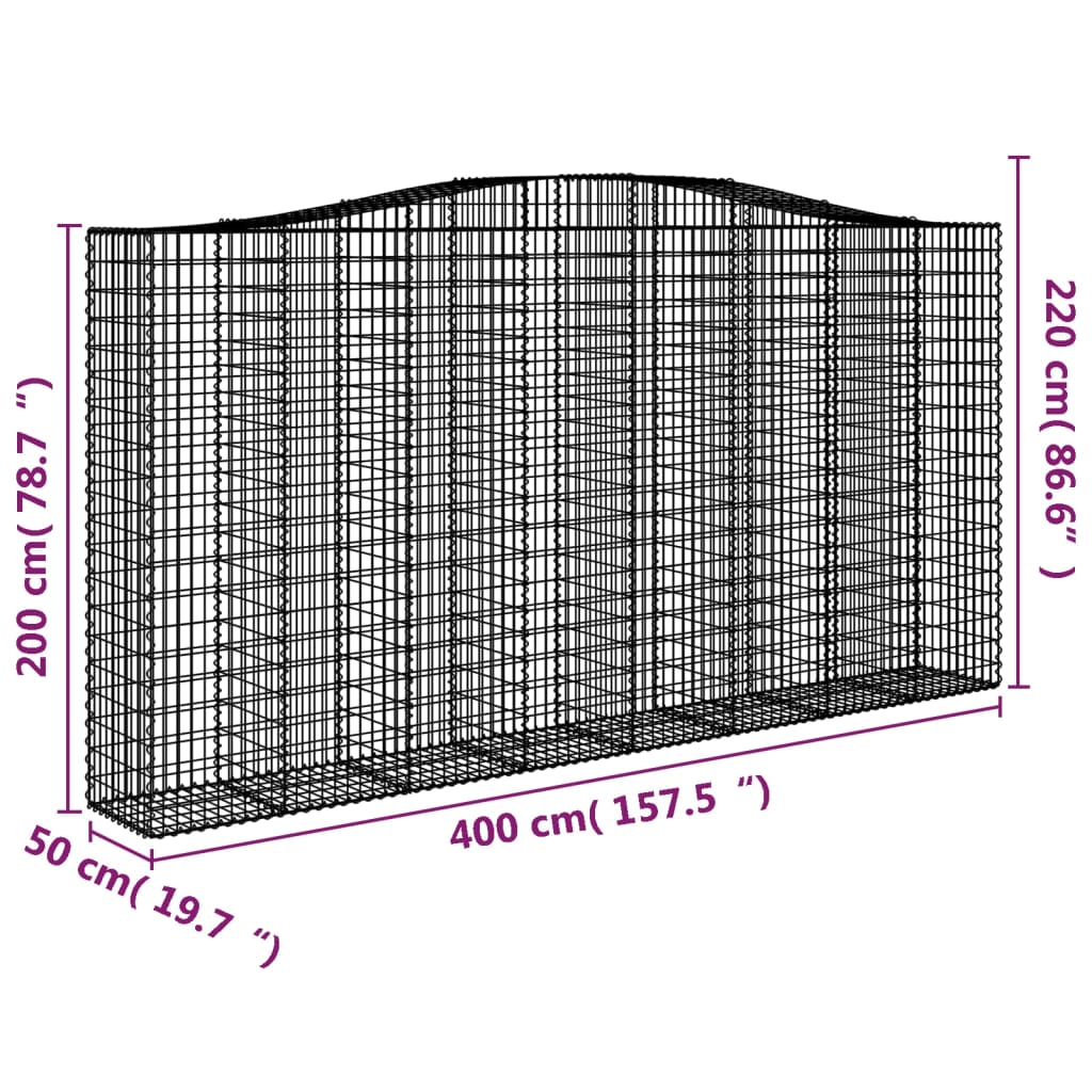 Schanskorven 4 st gewelfd 400x50x200/220 cm ijzer is nu te koop bij PeponiXL, paradijselijk wonen!