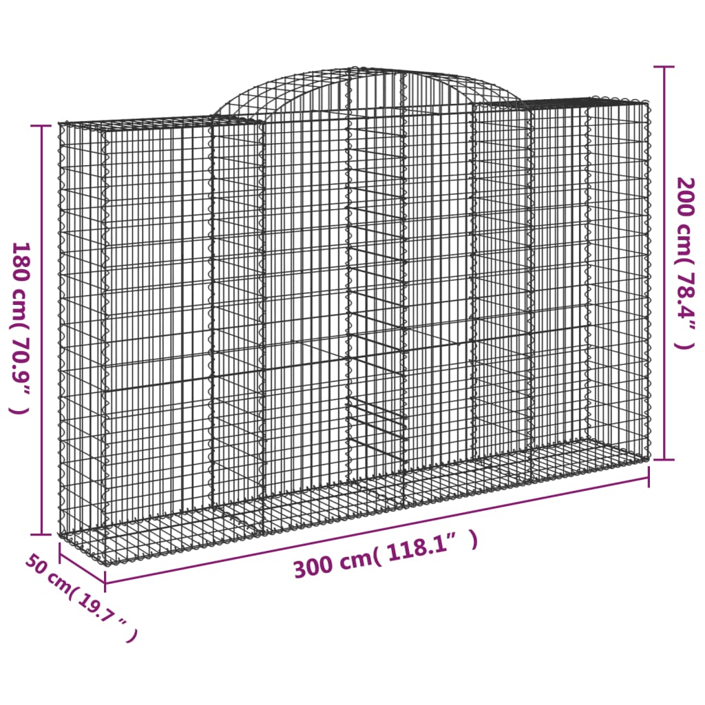 Schanskorven 6 st gewelfd 300x50x180/200 cm ijzer is nu te koop bij PeponiXL, paradijselijk wonen!