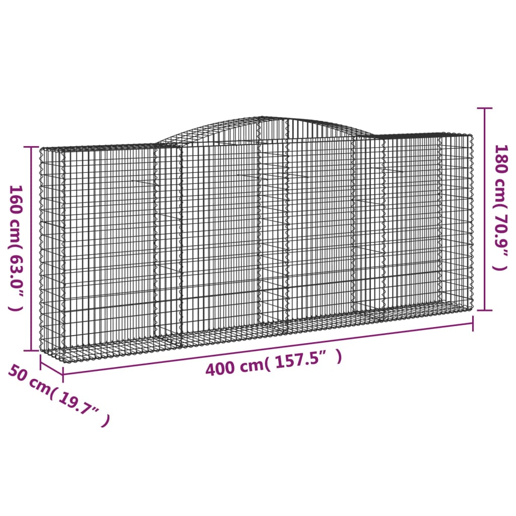 Schanskorven 20 st gewelfd 400x50x160/180 cm ijzer is nu te koop bij PeponiXL, paradijselijk wonen!