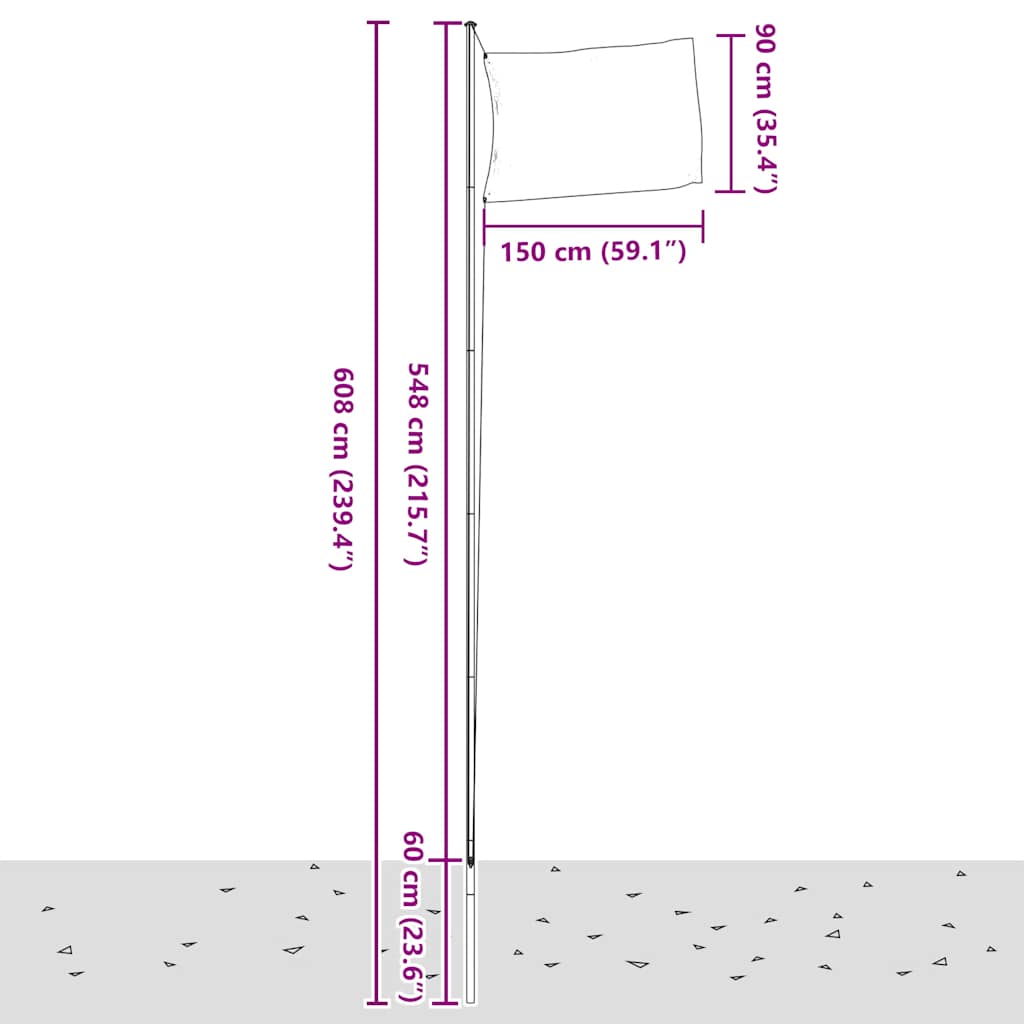 Vlag met vlaggenmast Verenigd Koninkrijk 6,08 m aluminium