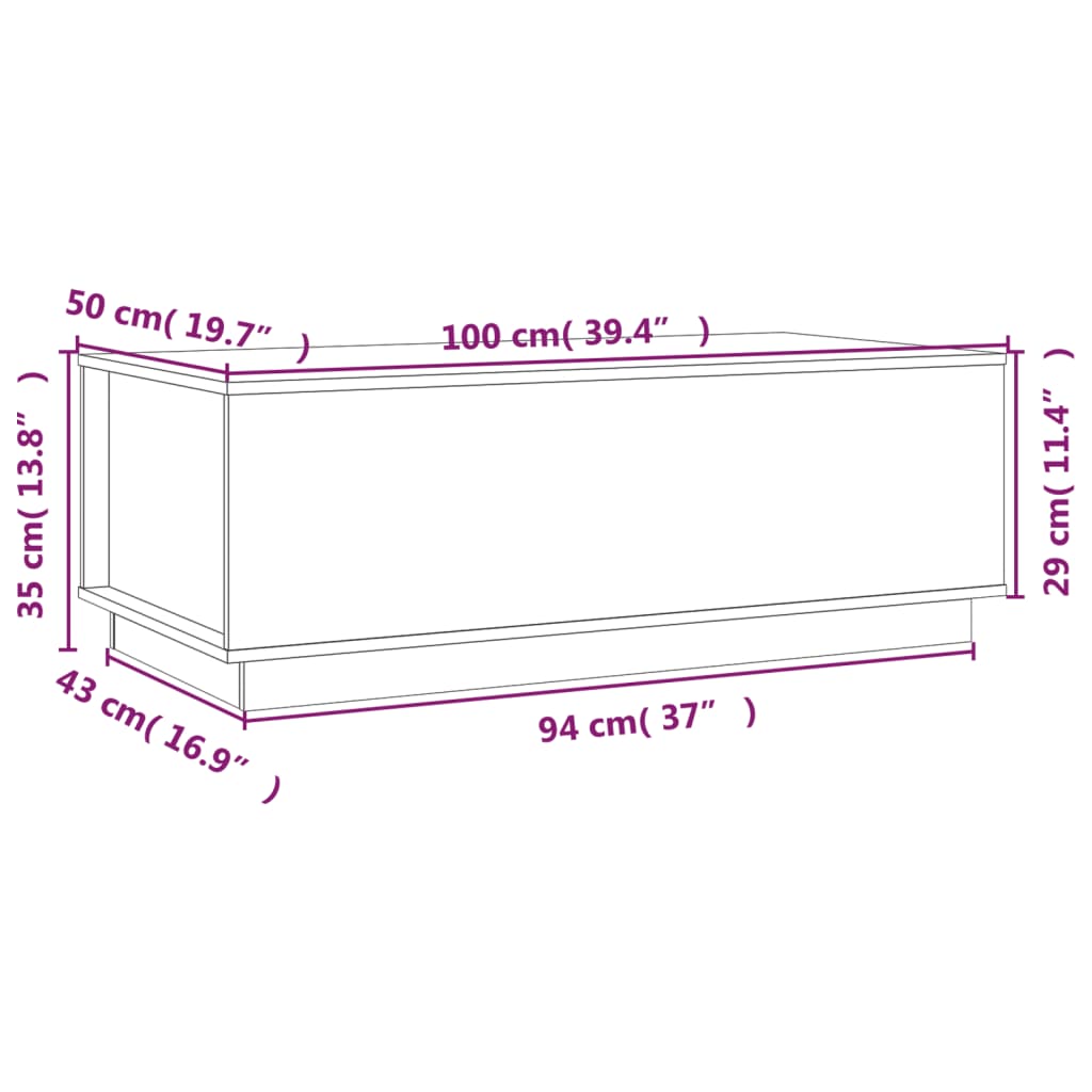Salontafel 100x50x35 cm massief grenenhout wit is nu te koop bij PeponiXL, paradijselijk wonen!