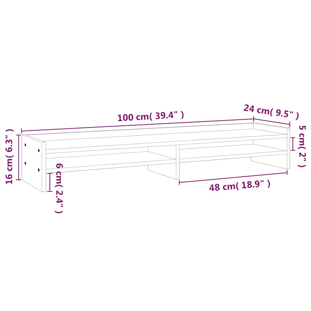 Monitorstandaard 100x24x16 cm massief grenenhout is nu te koop bij PeponiXL, paradijselijk wonen!