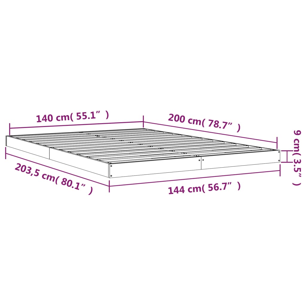 Bedframe massief grenenhout 140x200 cm is nu te koop bij PeponiXL, paradijselijk wonen!