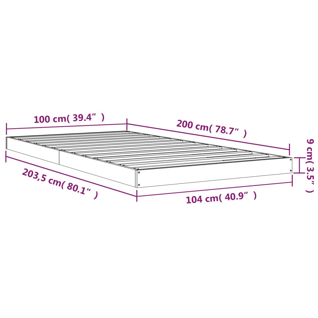 Bedframe massief grenenhout 100x200 cm is nu te koop bij PeponiXL, paradijselijk wonen!