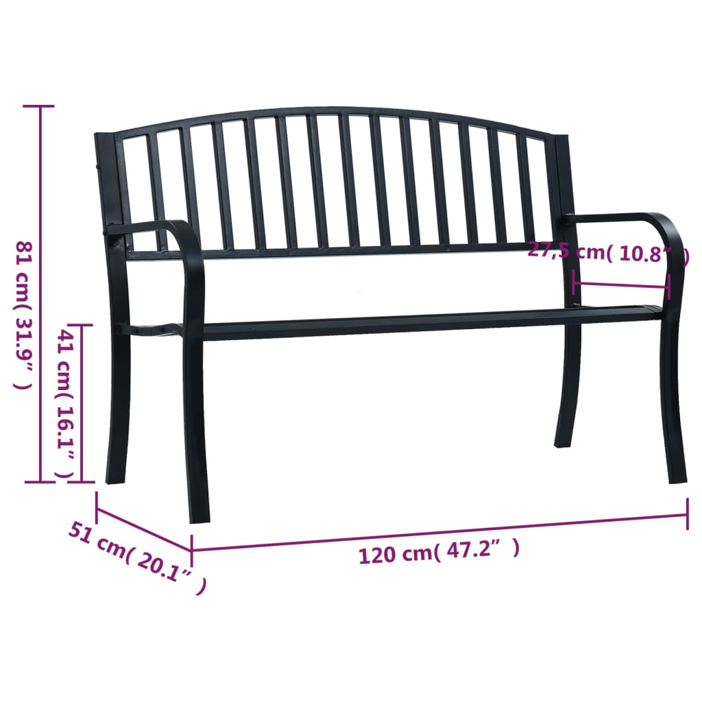Tuinbank 120 cm staal zwart is nu te koop bij PeponiXL, paradijselijk wonen!