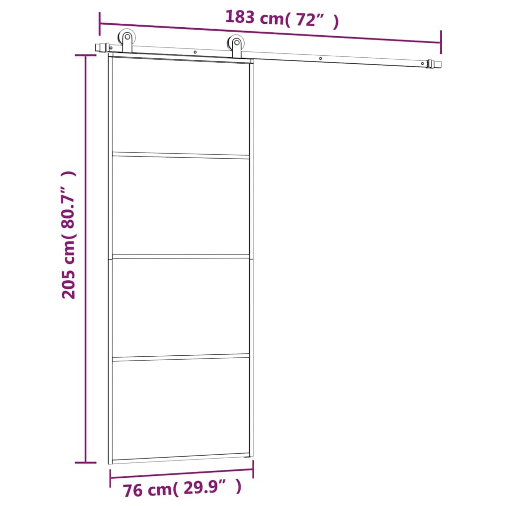 Schuifdeur met beslag 76x205 cm ESG-glas en aluminium is nu te koop bij PeponiXL, paradijselijk wonen!