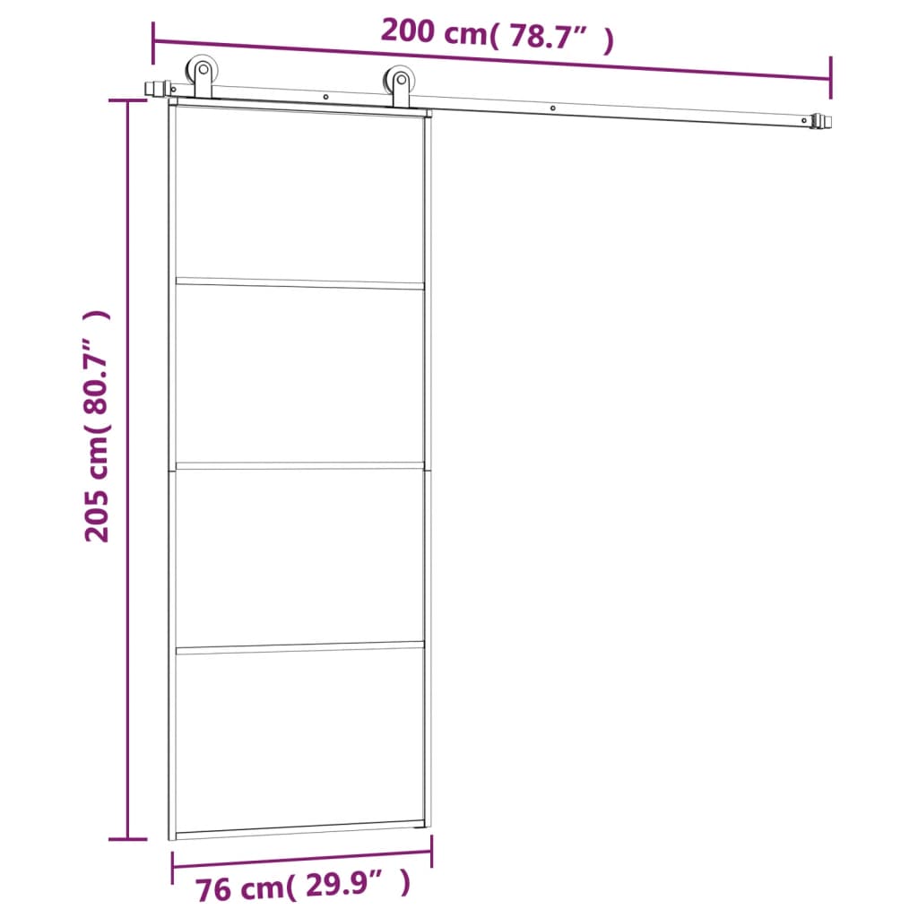 Schuifdeur met beslag 76x205 cm ESG-glas en aluminium is nu te koop bij PeponiXL, paradijselijk wonen!