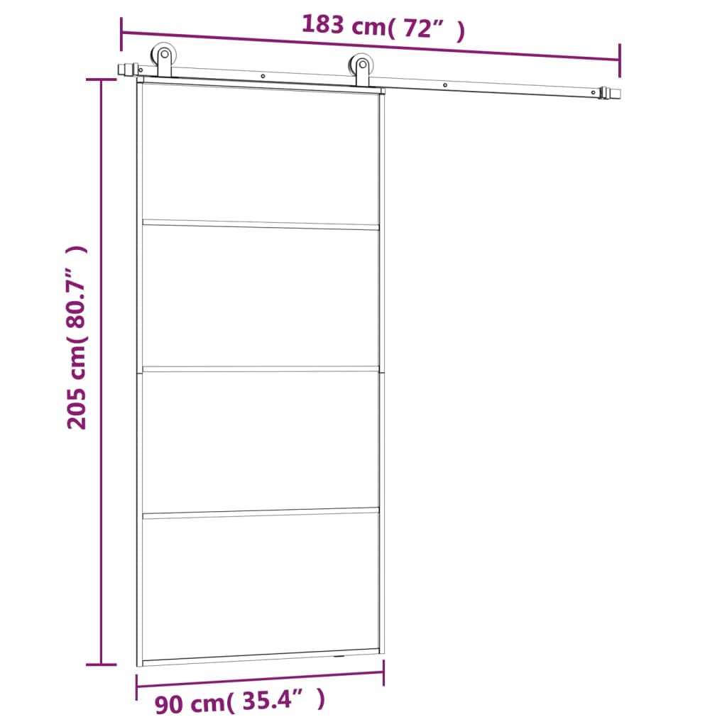 Schuifdeur met beslag 90x205 cm ESG-glas en aluminium is nu te koop bij PeponiXL, paradijselijk wonen!