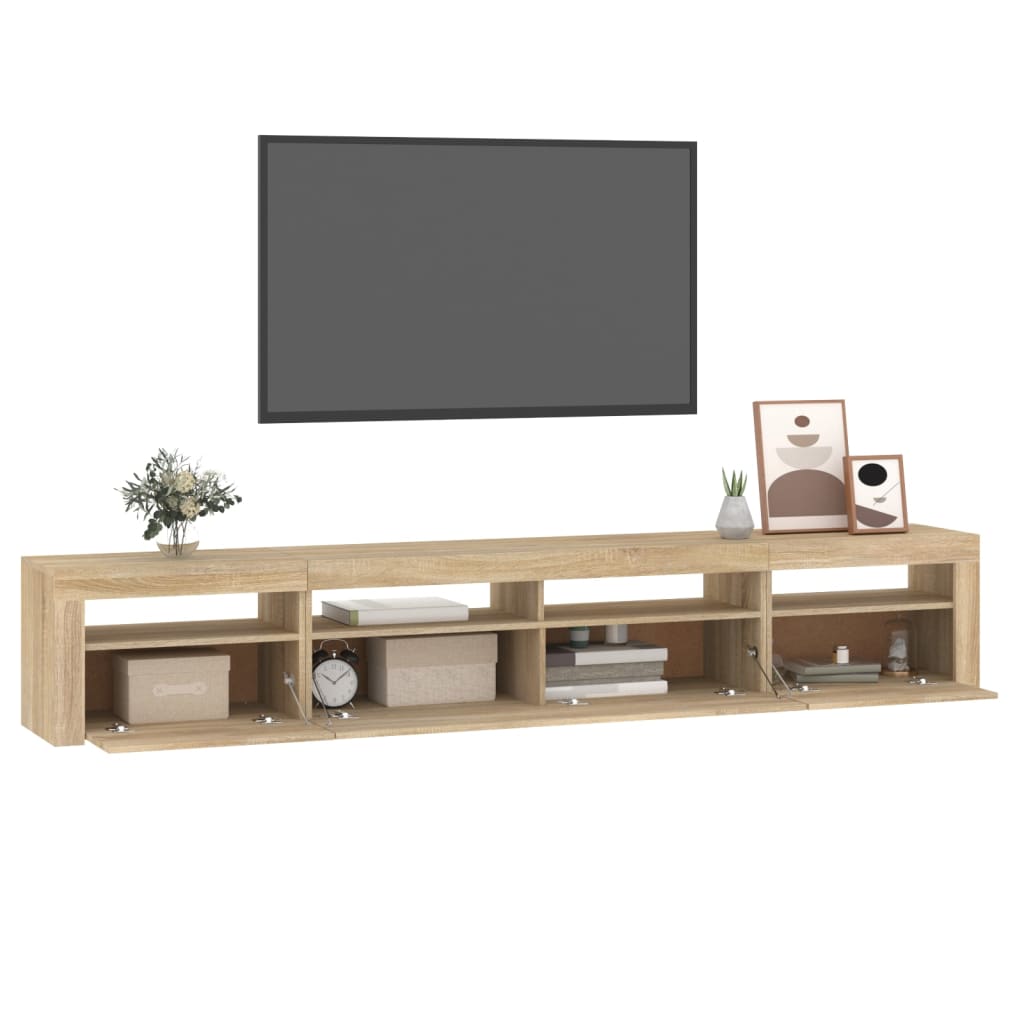 Tv-meubel met LED-verlichting 240x35x40 cm sonoma eikenkleurig is nu te koop bij PeponiXL, paradijselijk wonen!