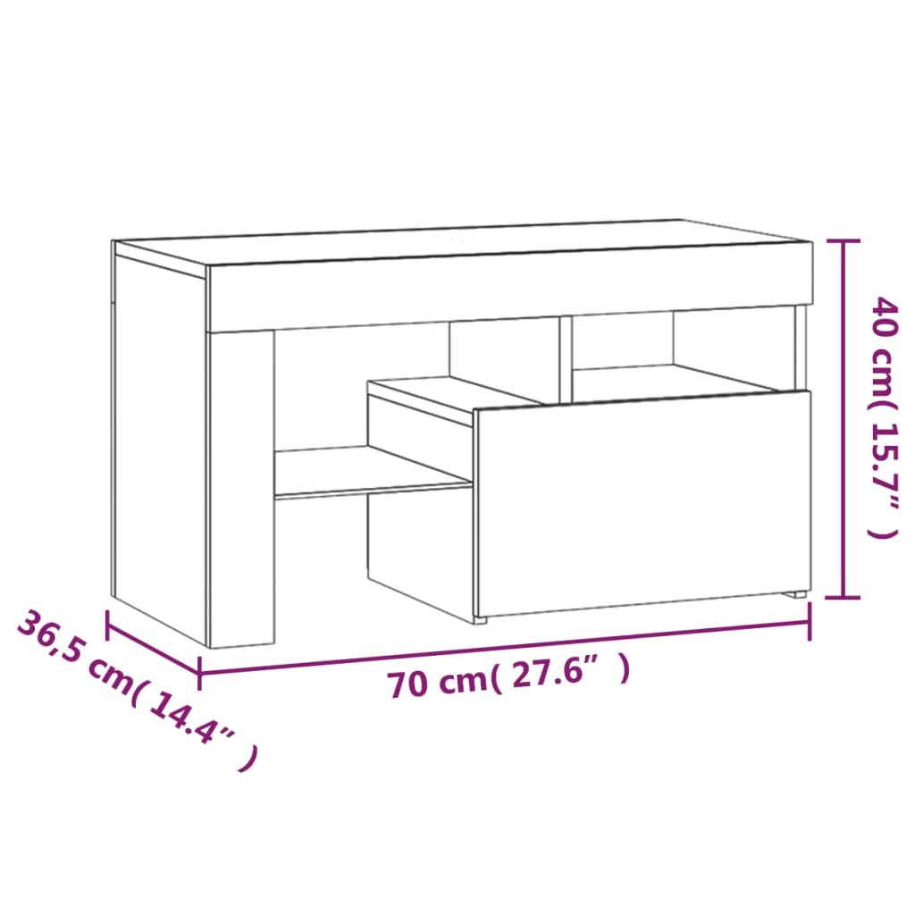 Nachtkastjes 2 st LED-verlichting 70x36,5x40 cm hoogglans zwart is nu te koop bij PeponiXL, paradijselijk wonen!