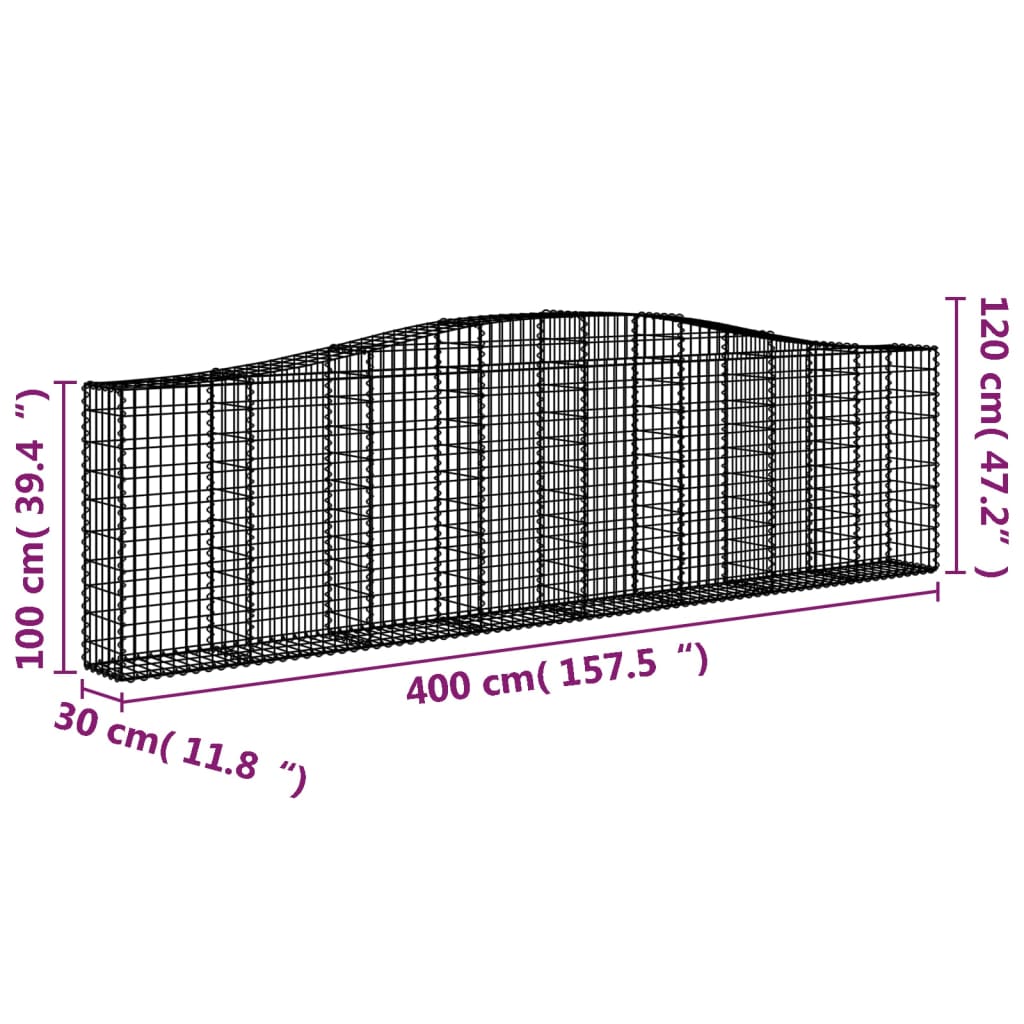 Schanskorf gewelfd 400x30x100/120 cm gegalvaniseerd ijzer is nu te koop bij PeponiXL, paradijselijk wonen!