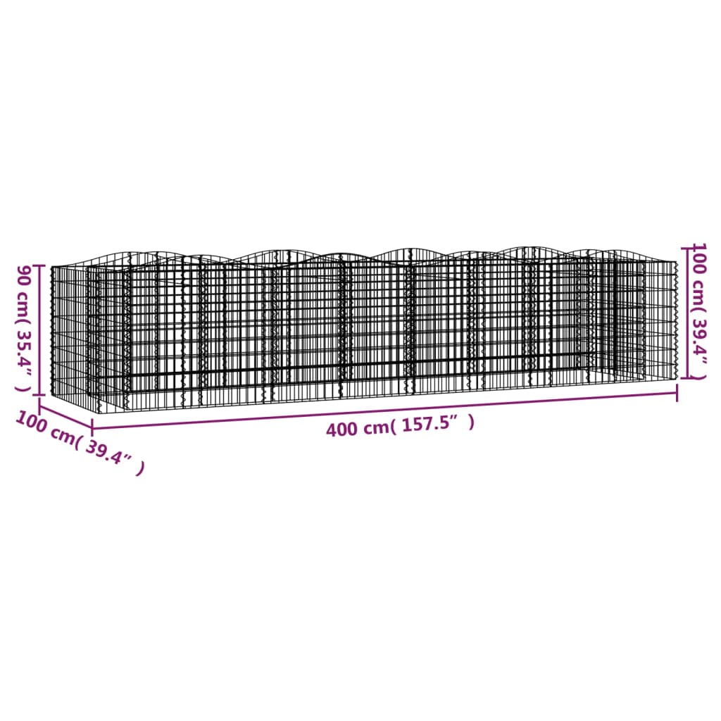 Schanskorf gewelfd verhoogd 400x100x100 cm gegalvaniseerd ijzer is nu te koop bij PeponiXL, paradijselijk wonen!