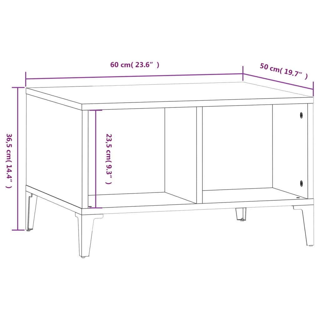 Salontafel 60x50x36,5 cm bewerkt hout betongrijs is nu te koop bij PeponiXL, paradijselijk wonen!