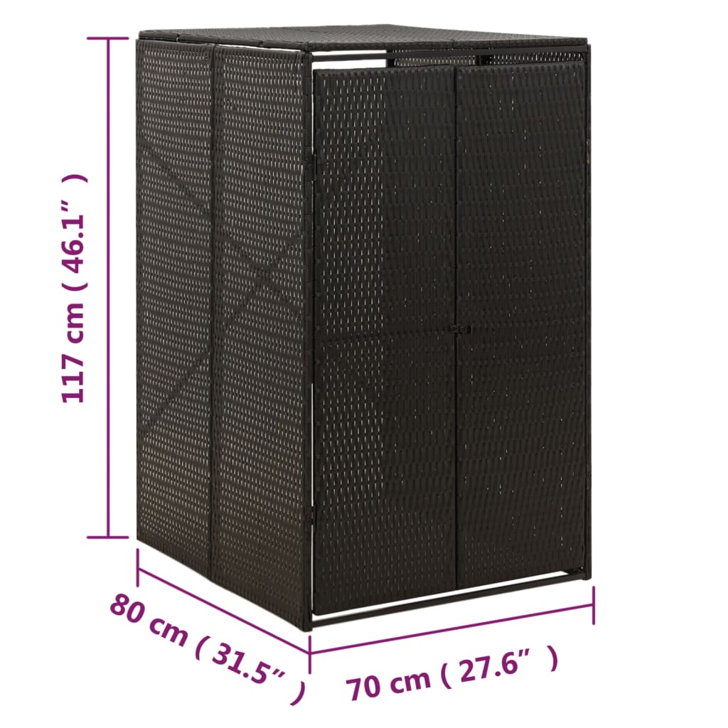 Containerberging enkel 70x80x117 cm poly rattan zwart is nu te koop bij PeponiXL, paradijselijk wonen!