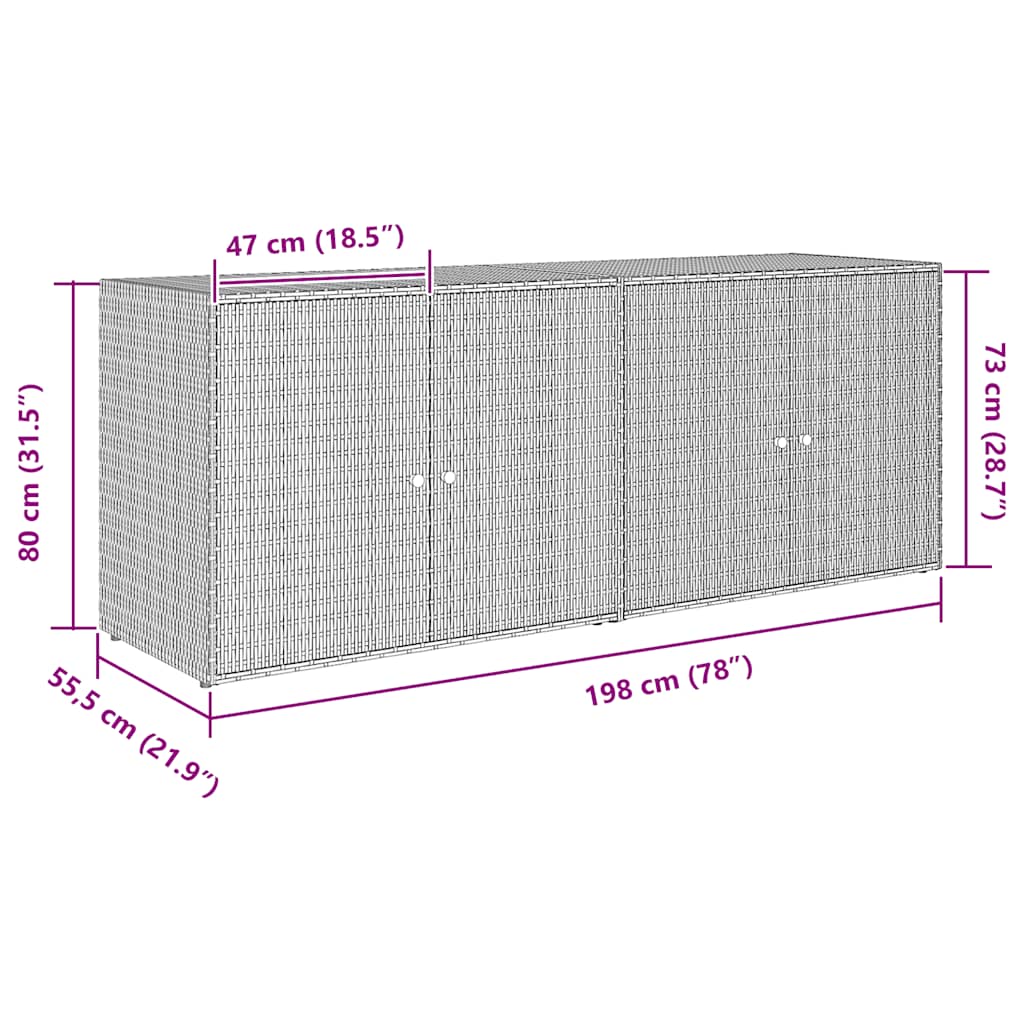 Tuinkast Zwart 198x55,5x80 cm Poly Rattan