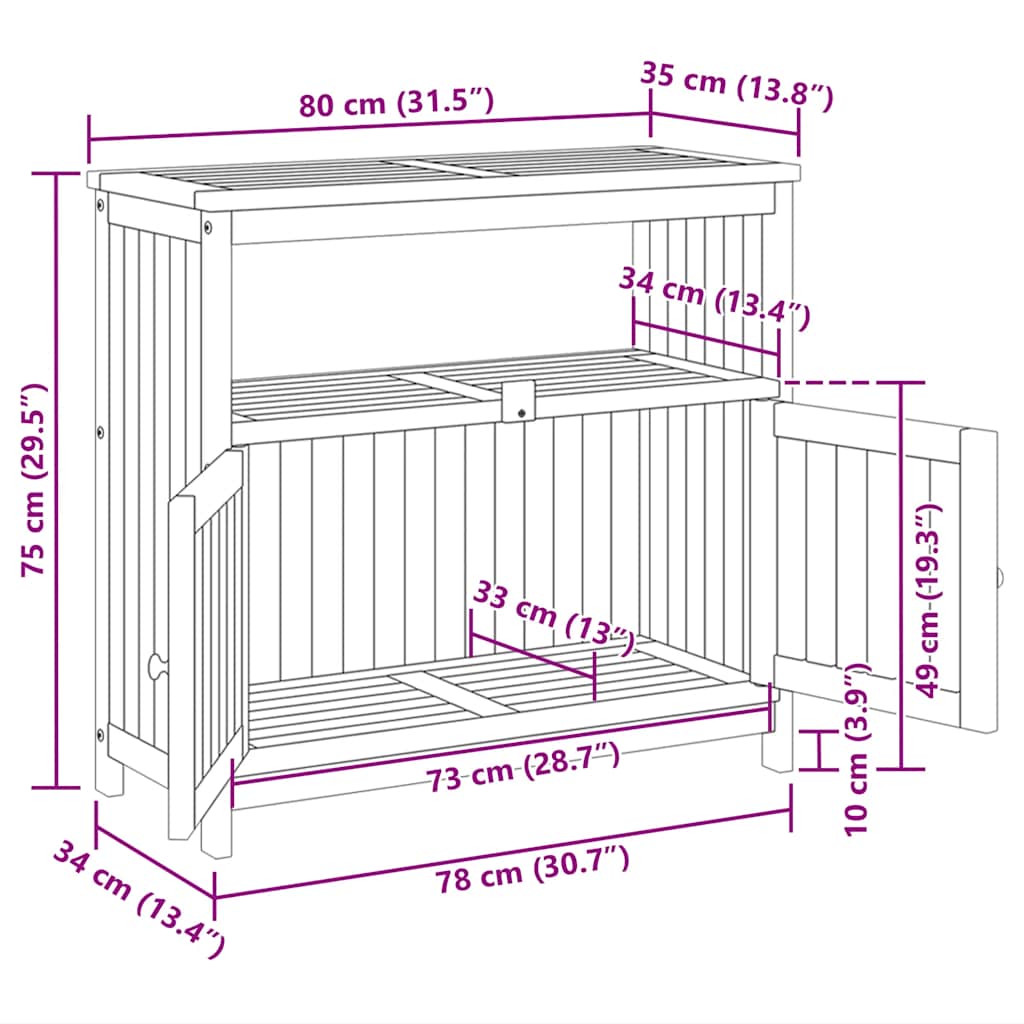 Tuinwandtafel 80x35x75 cm massief acaciahout is nu te koop bij PeponiXL, paradijselijk wonen!