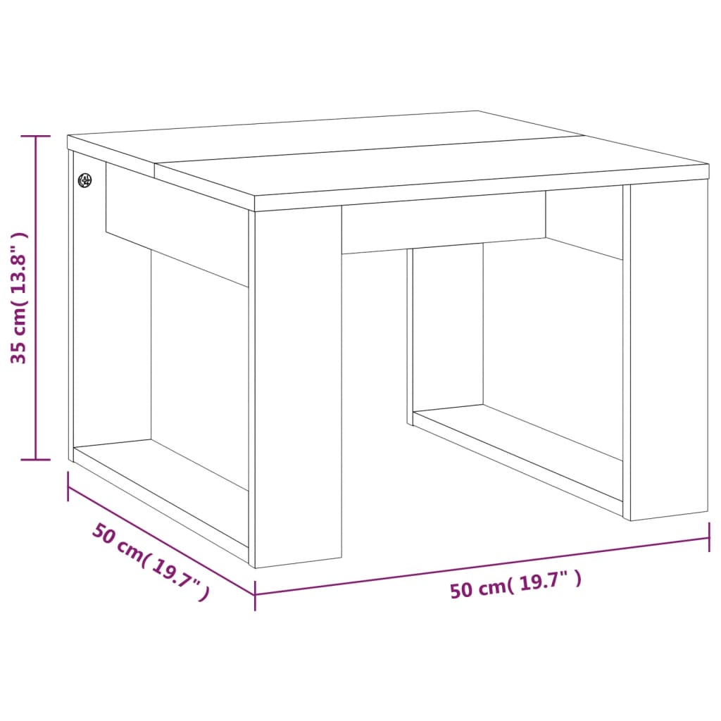 Bijzettafel 50x50x35 cm bewerkt hout grijs sonoma eikenkleurig is nu te koop bij PeponiXL, paradijselijk wonen!