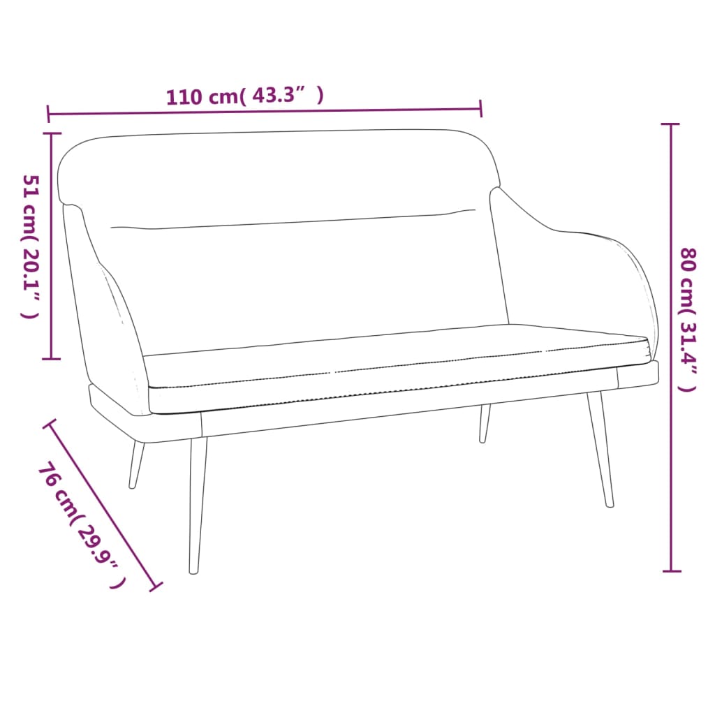 Bankje 110x76x80 cm fluweel roze is nu te koop bij PeponiXL, paradijselijk wonen!