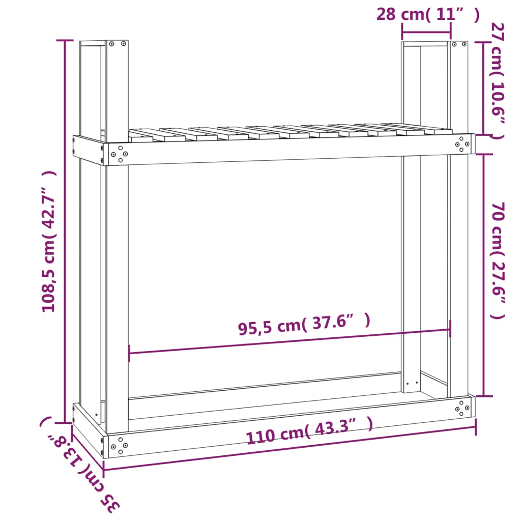 Haardhoutrek 110x35x108,5 cm massief grenenhout grijs is nu te koop bij PeponiXL, paradijselijk wonen!