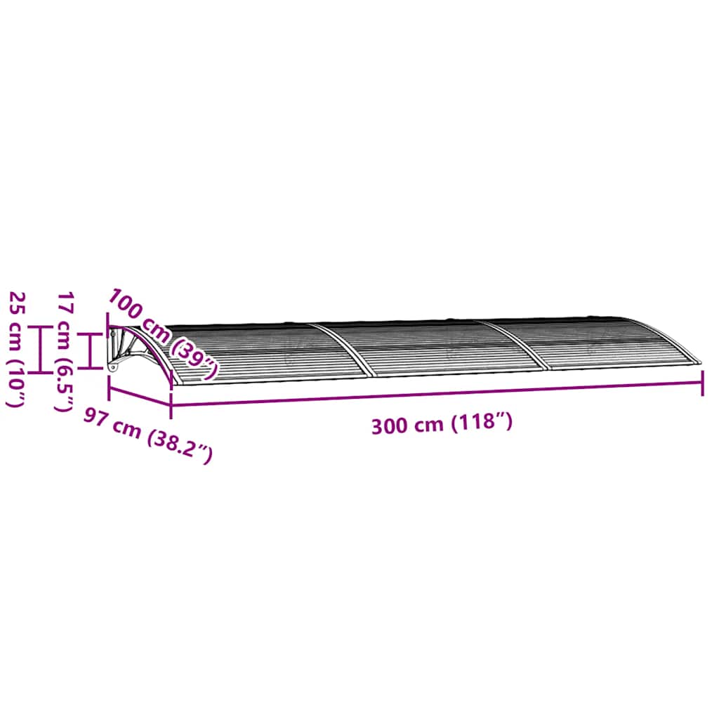 Deurluifel 300x100 cm polycarbonaat zwart is nu te koop bij PeponiXL, paradijselijk wonen!