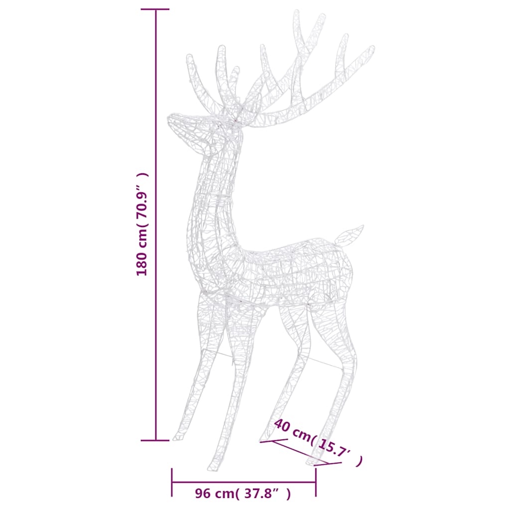 Kerstdecoratie rendier XXL 2 st 250 LED meerkleurig 180cm acryl is nu te koop bij PeponiXL, paradijselijk wonen!