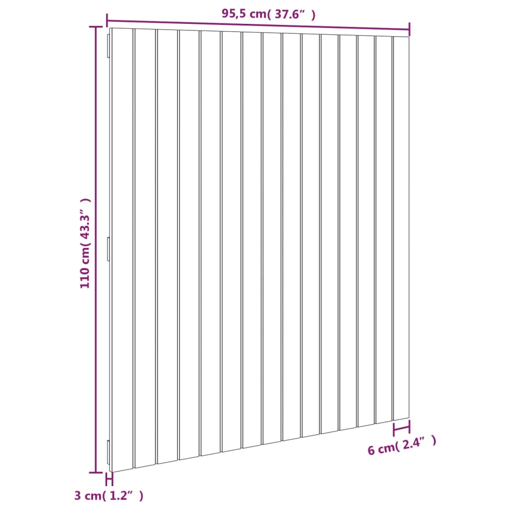 Wandhoofdbord 95,5x3x110 cm massief grenenhout grijs is nu te koop bij PeponiXL, paradijselijk wonen!
