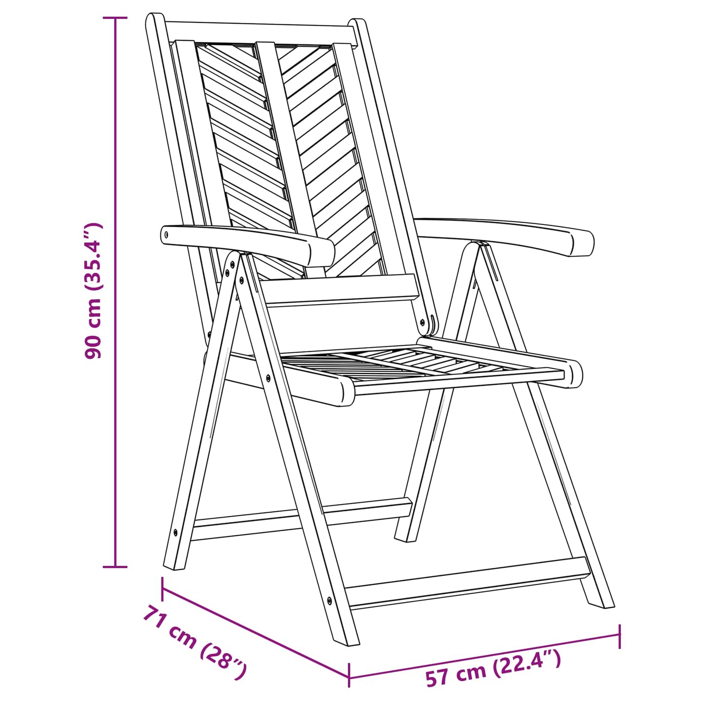 Tuinstoel 8 pcs Bruin 57 x 72 x 109 cm Massief Acaciahout is nu te koop bij PeponiXL, paradijselijk wonen!