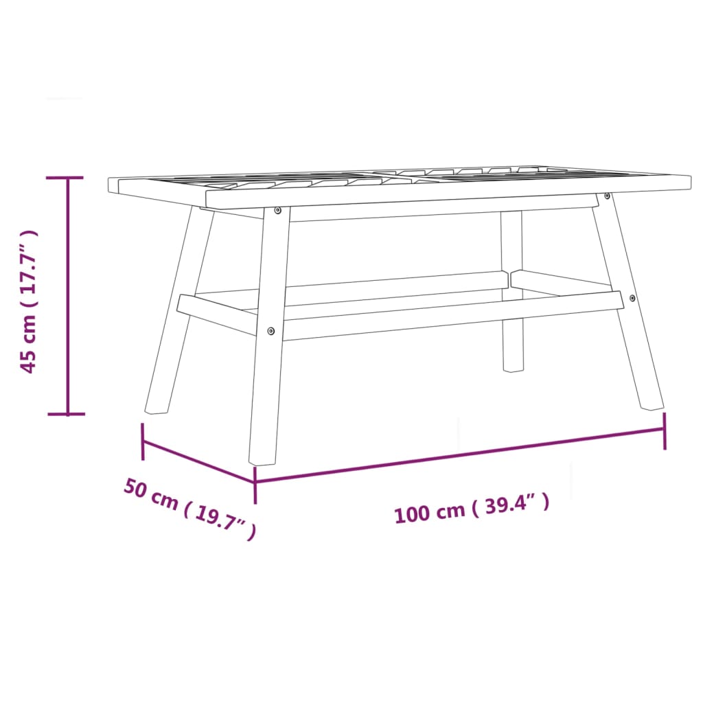 Salontafel 100x50x45 cm massief acaciahout is nu te koop bij PeponiXL, paradijselijk wonen!
