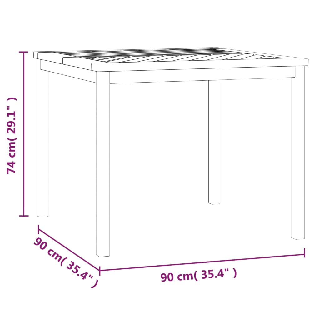 Tuintafel 90x90x74 cm massief acaciahout is nu te koop bij PeponiXL, paradijselijk wonen!