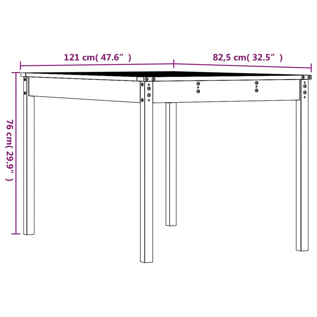 Tuintafel 121x82,5x76 cm massief grenenhout is nu te koop bij PeponiXL, paradijselijk wonen!
