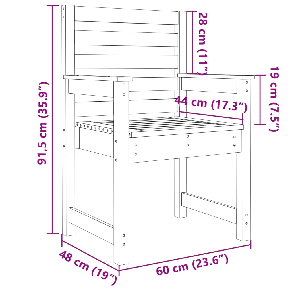 Tuinstoelen 2 st 60x48x91 cm massief douglashout is nu te koop bij PeponiXL, paradijselijk wonen!