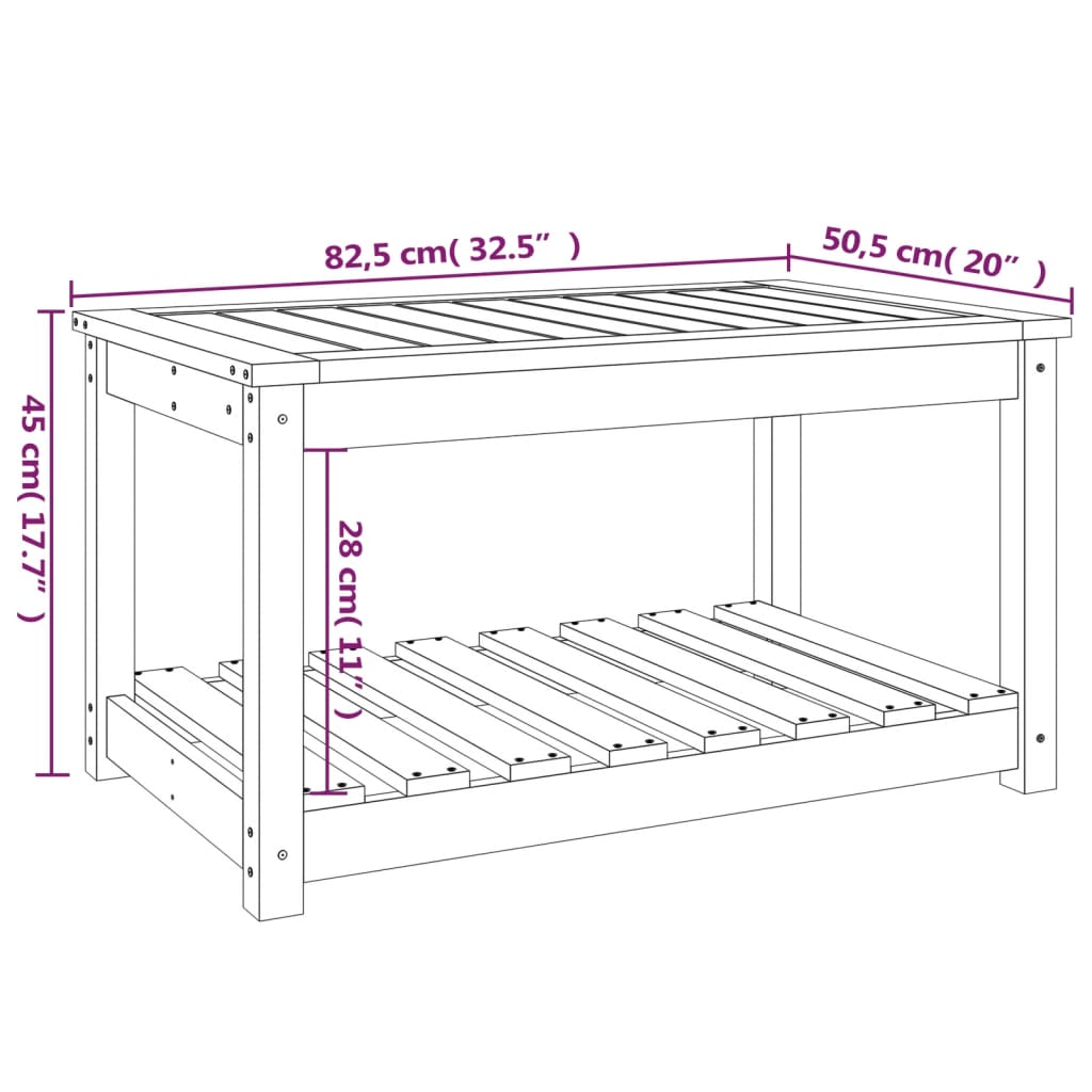 Tuintafel 82,5x50,5x45 cm massief grenenhout is nu te koop bij PeponiXL, paradijselijk wonen!