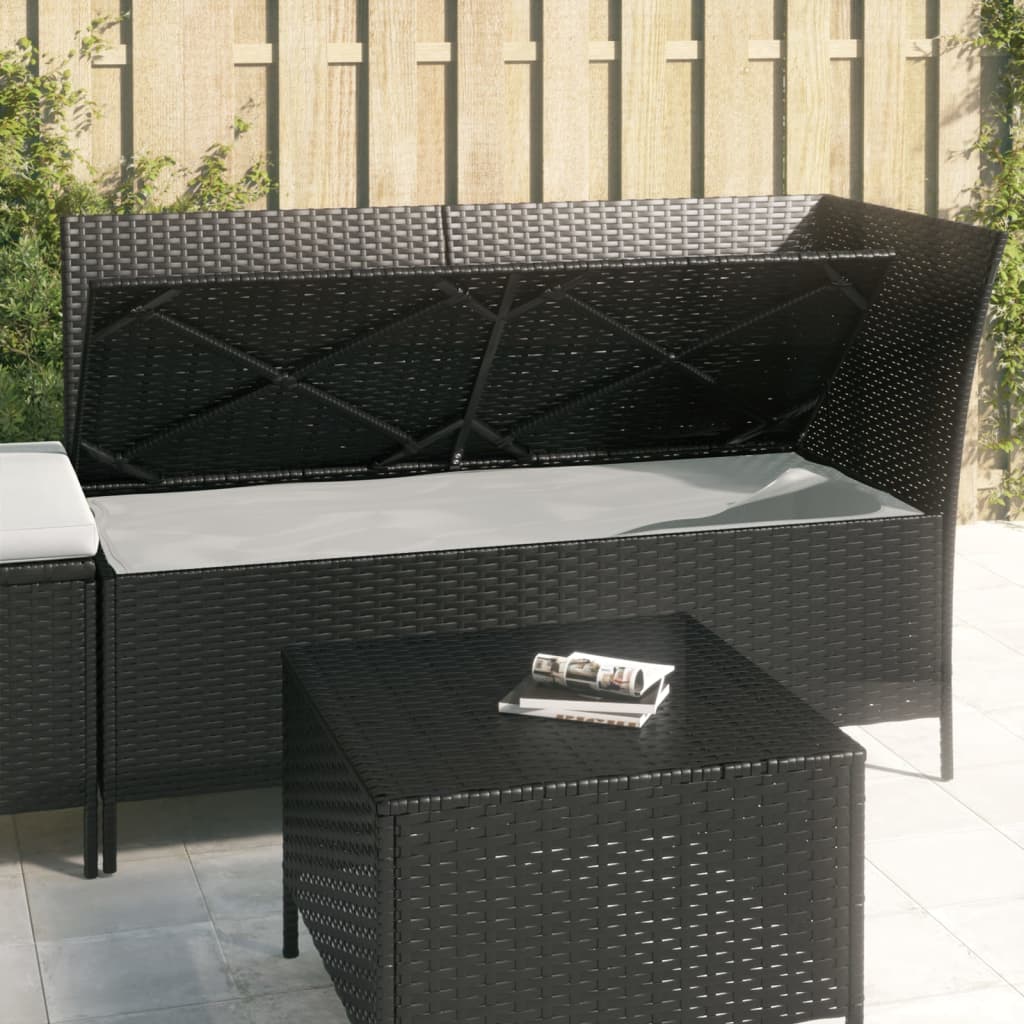 3-delige Loungeset met kussens poly rattan zwart is nu te koop bij PeponiXL, paradijselijk wonen!