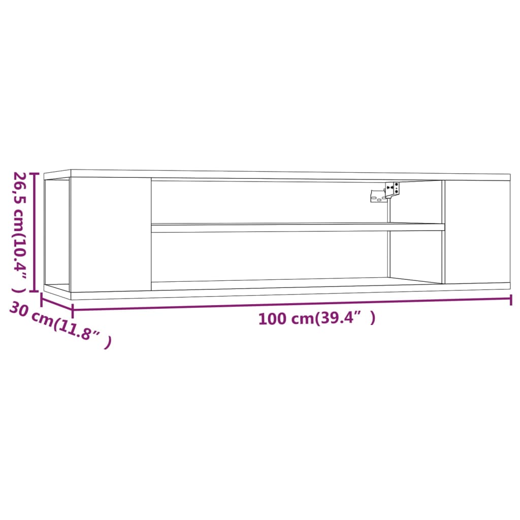 Tv-hangmeubel 100x30x26,5 cm bewerkt hout gerookt eikenkleurig is nu te koop bij PeponiXL, paradijselijk wonen!