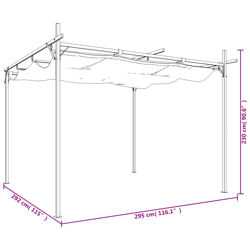 Pergola met uitschuifbaar dak 295x292x230 antracietkleurig is nu te koop bij PeponiXL, paradijselijk wonen!