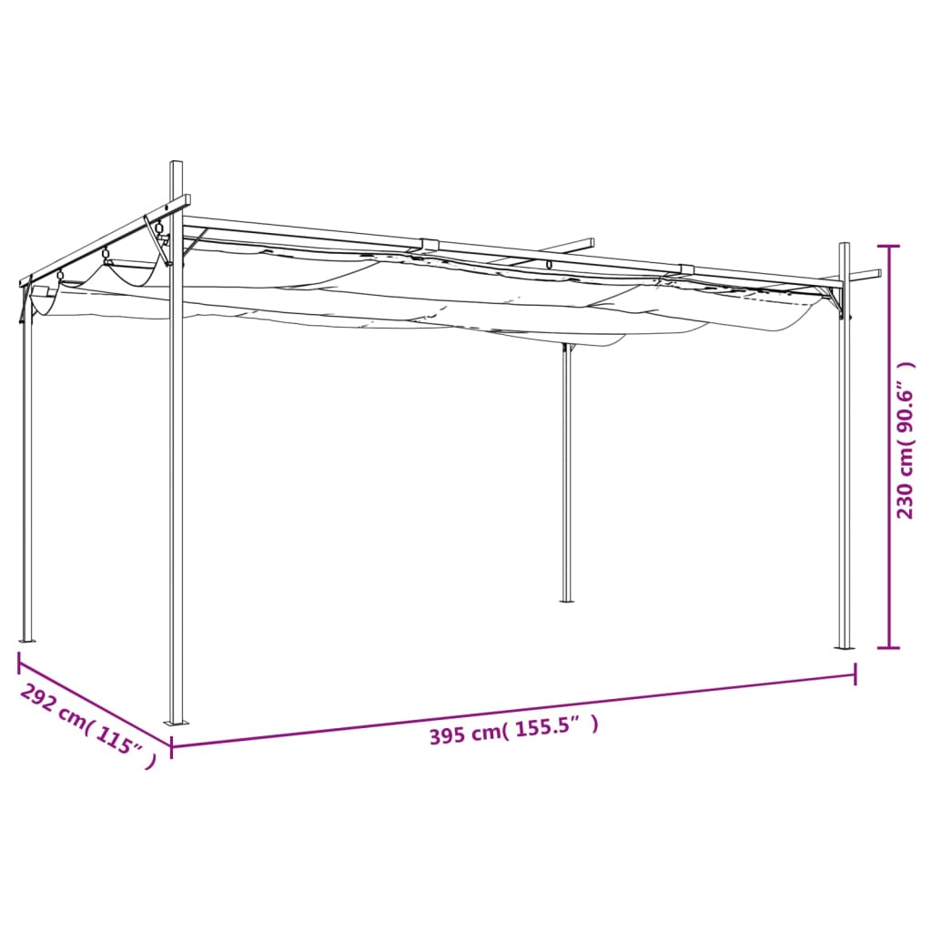 Pergola met uitschuifbaar dak 395x292x230 antracietkleurig is nu te koop bij PeponiXL, paradijselijk wonen!