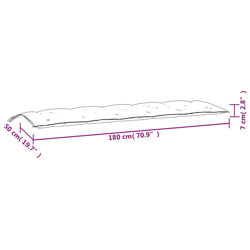 Tuinbankkussen 180x50x7 cm oxford stof zwart is nu te koop bij PeponiXL, paradijselijk wonen!