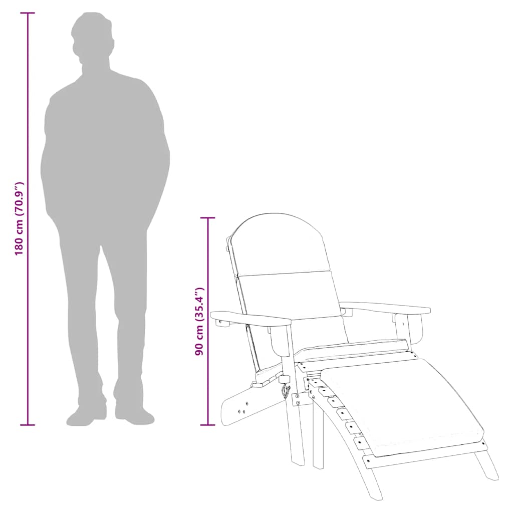 Tuinstoel Adirondack met voetensteun massief acaciahout is nu te koop bij PeponiXL, paradijselijk wonen!