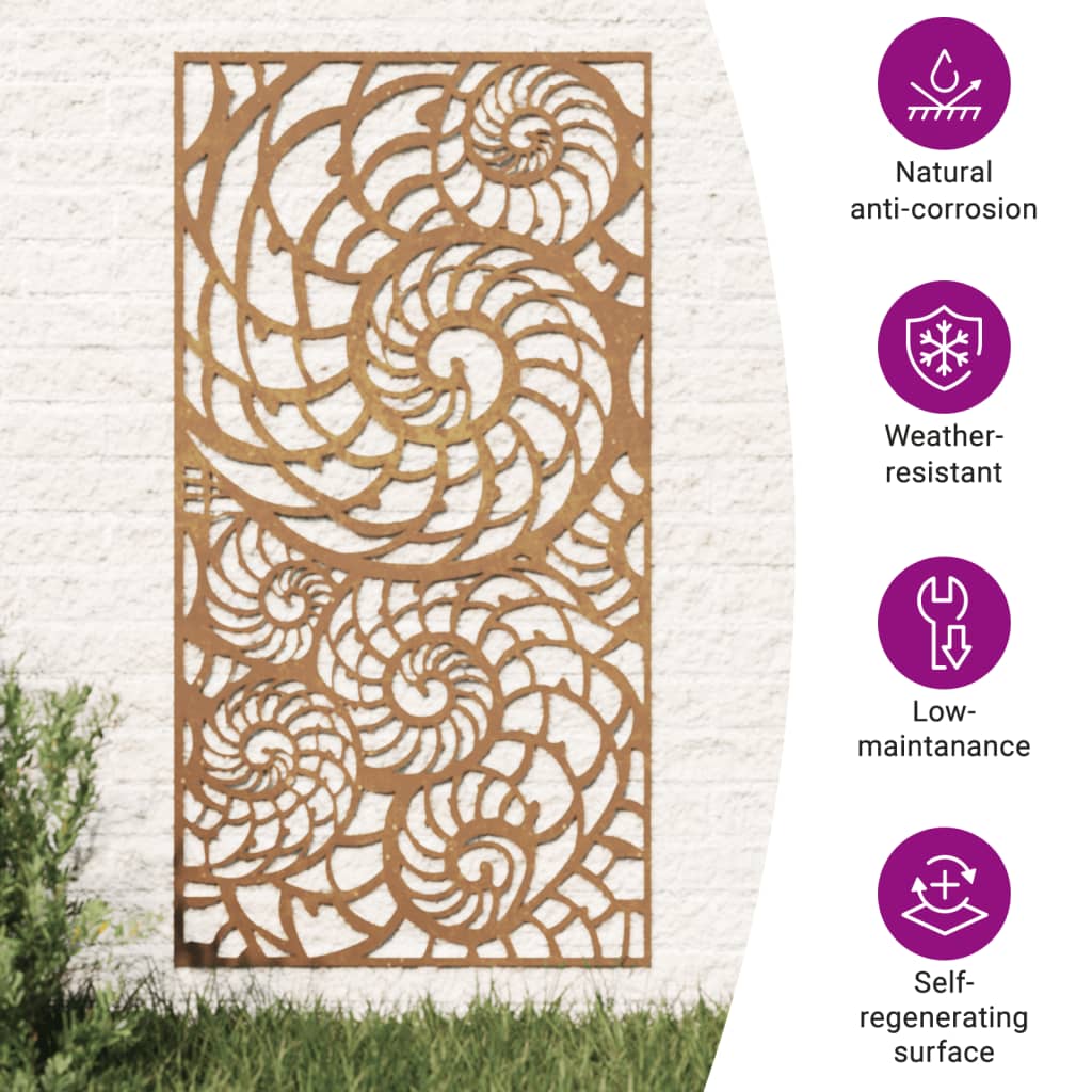 Wanddecoratie tuin schelpenontwerp 105x55 cm cortenstaal is nu te koop bij PeponiXL, paradijselijk wonen!