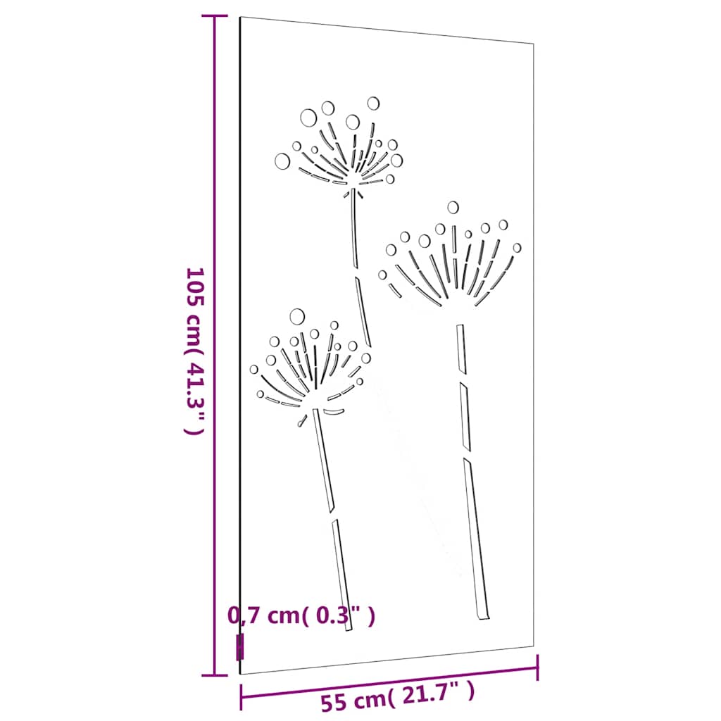 Wanddecoratie tuin bloemenontwerp 105x55 cm cortenstaal is nu te koop bij PeponiXL, paradijselijk wonen!