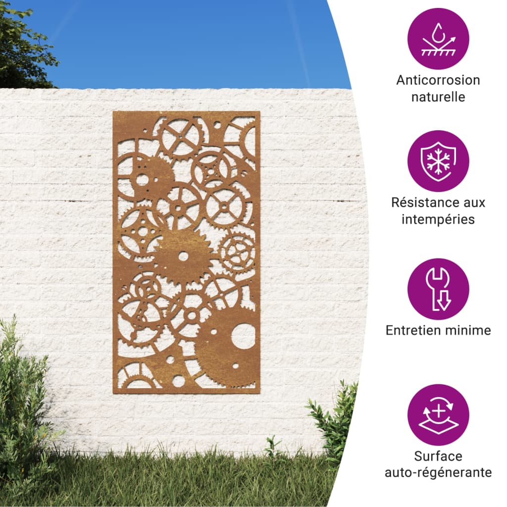 Wanddecoratie tuin tandwielontwerp 105x55 cm cortenstaal is nu te koop bij PeponiXL, paradijselijk wonen!