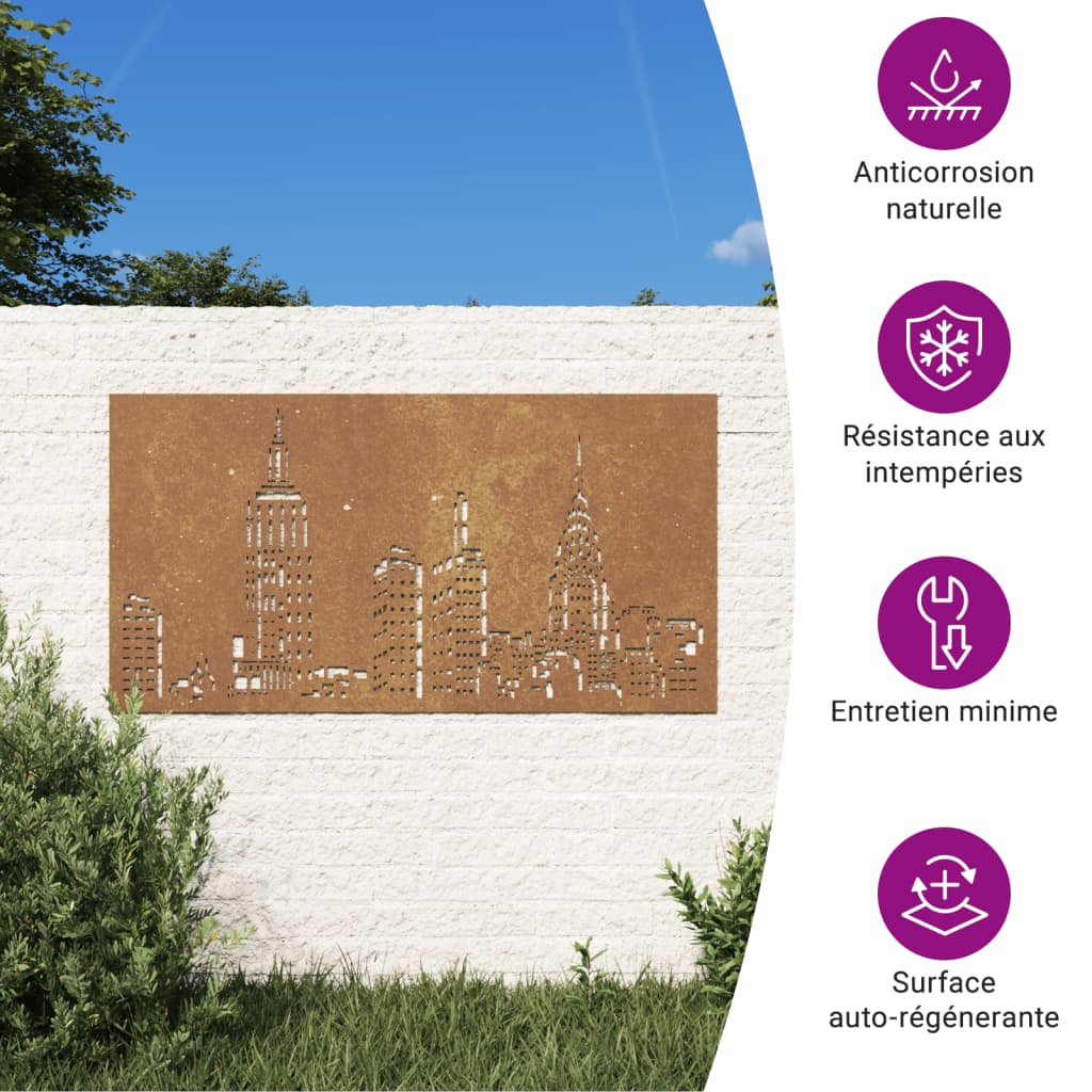 Wanddecoratie tuin skyline-ontwerp 105x55 cm cortenstaal is nu te koop bij PeponiXL, paradijselijk wonen!